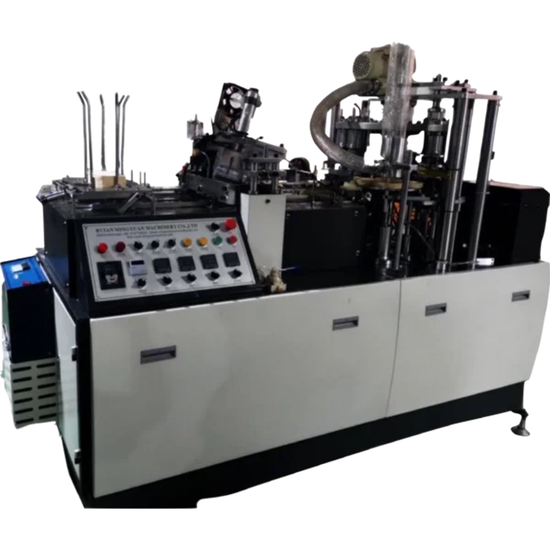 Máquina de Vasos MVP-80 en proceso de fabricación de vasos de papel.